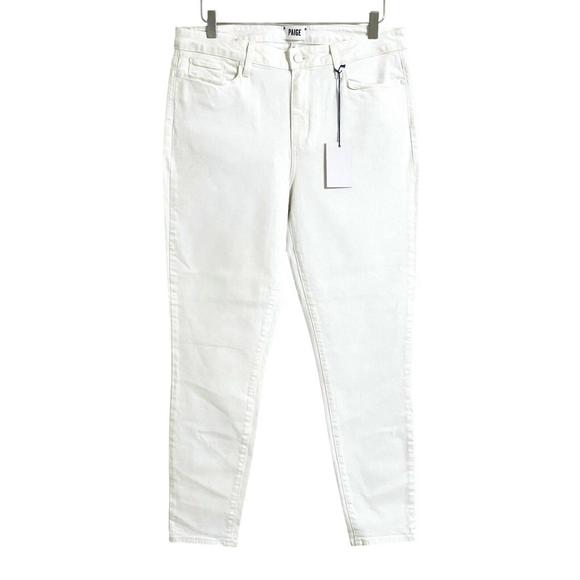 NEW PAIGE women's hoxton ankle skinny stretch jeans in white - Picture 1 of 4